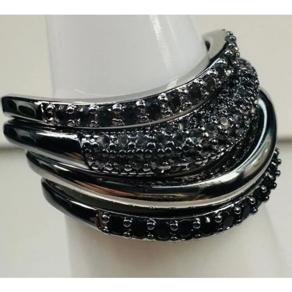Bomb Party RBP6759 Infinitely Mine Luxe Bands Ring Size 6 Hematite CZ